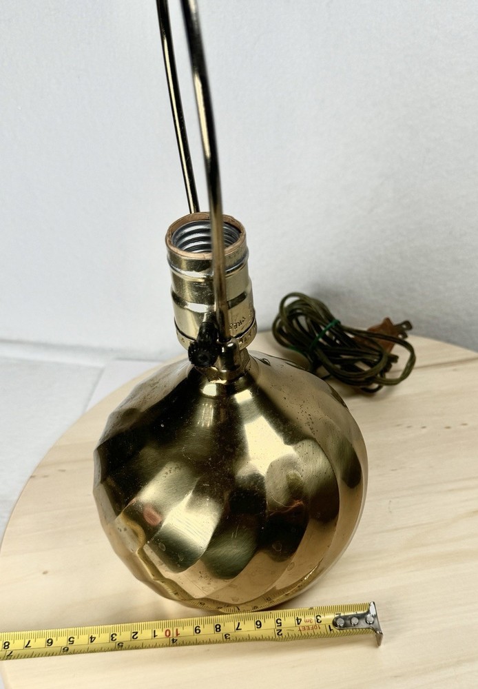 VTG Solid Brass Swirl Globe Table Lamp 14.5” Tall Without Shade