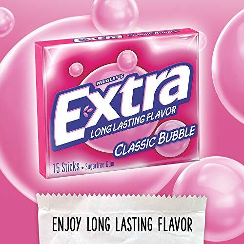 EXTRA Classic Bubble Sugar Free Chewing Gum, 15 Count (Pack Assorted Styles