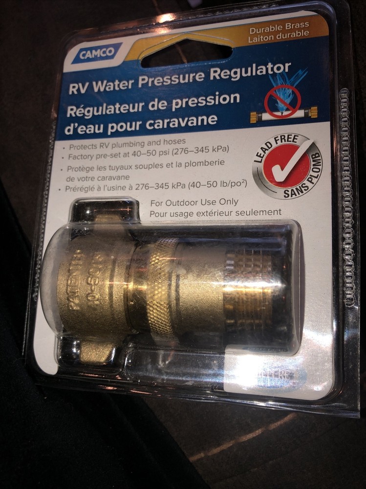 Camco RV Brass Water Pressure Regulator Protects RV Plumbing 40055 40-50 PSI