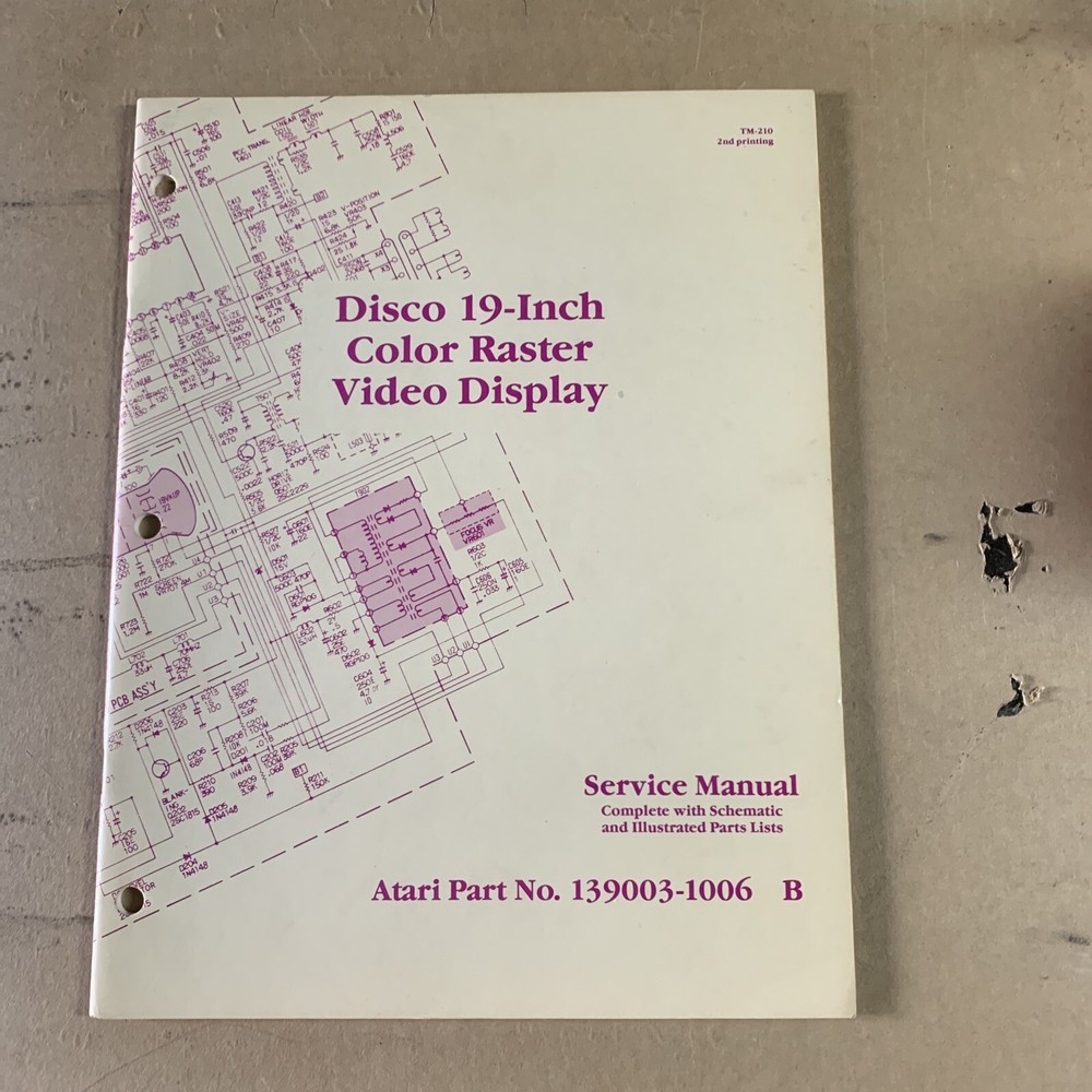Original Atari TM/183 Disco 29” arcade video game manual