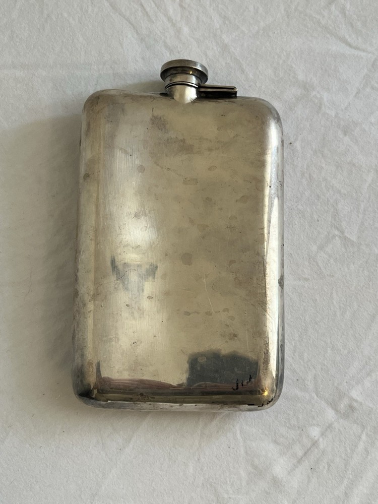 Large American Sterling Silver Flask Marked Tight Cap
