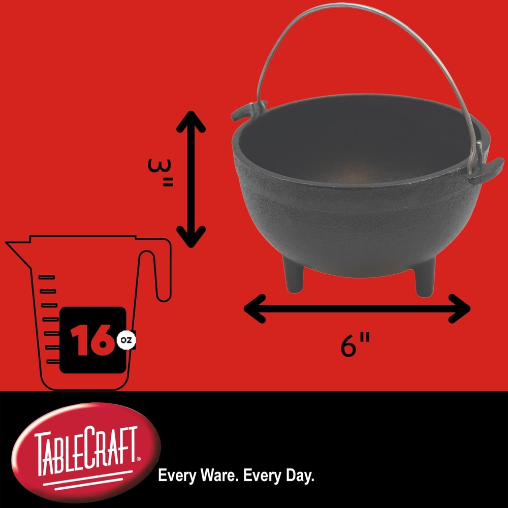 Products CW30151 Cast Iron Mini Round Kettle Server, 5" diameter (6" with han...