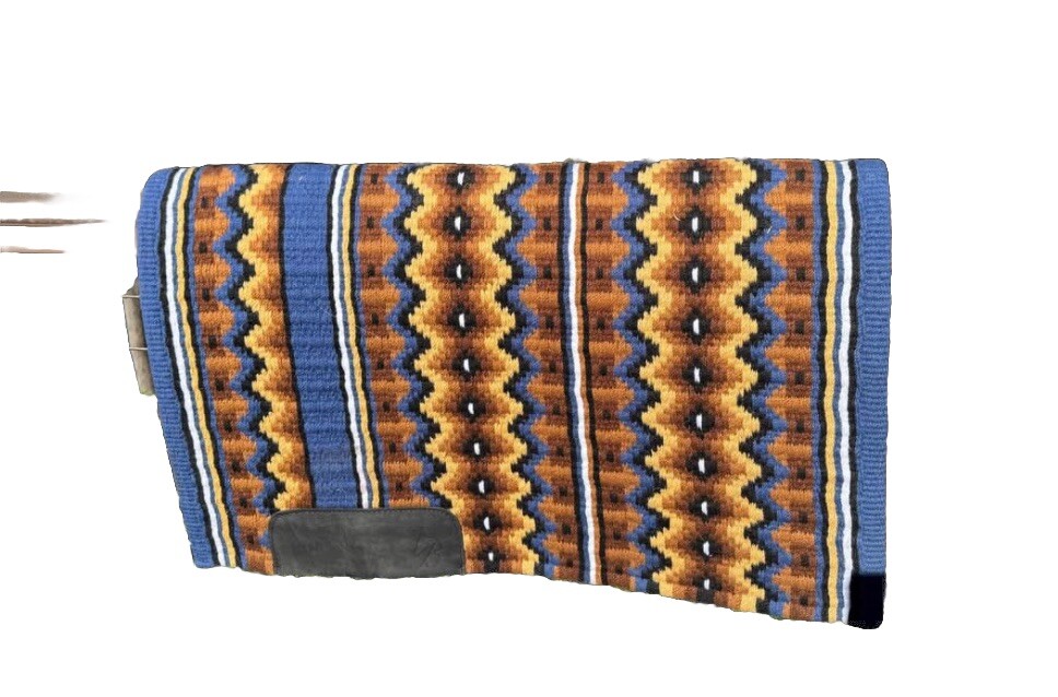 Cornflower Rust Etc Black&White western Show wool saddle blanket Oversized 34*42