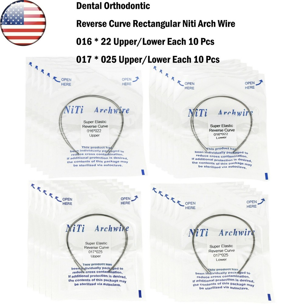 20 Pcs Dental Orthodontic Reverse Curve Rectangular Niti Arch Wire Upper/Lower