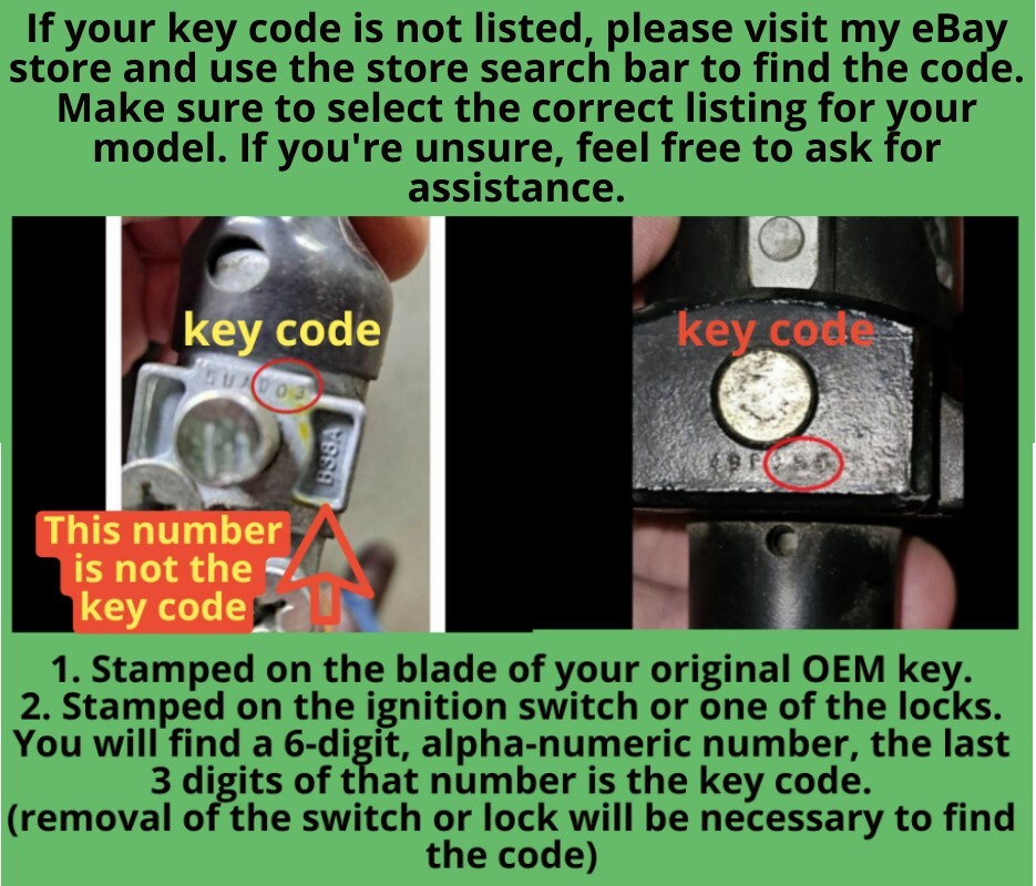 Honda ATV & ATC Only Replacement Key Cut to Code Codes A00-A99 B00-B99