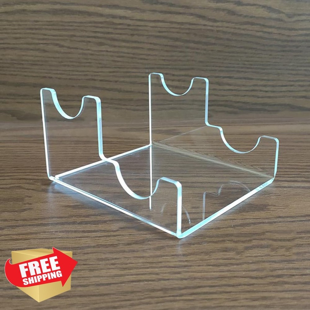 Clear Acrylic Microphone Display Stand Desktop Holder for 2 Mics