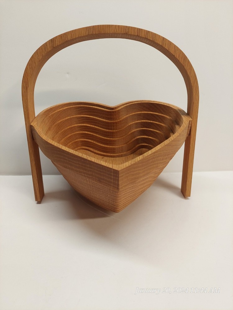 Wood Heart Folding Collapsible Basket