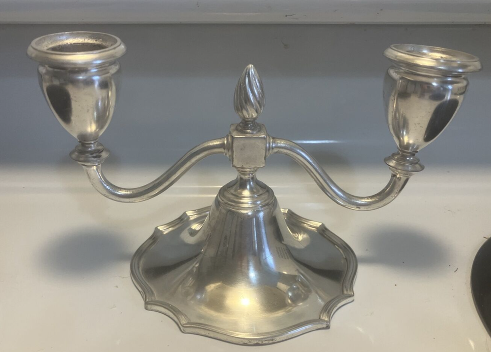 Antique Washington 1729 Silver Plated 2 Light Candelabra Candlestick