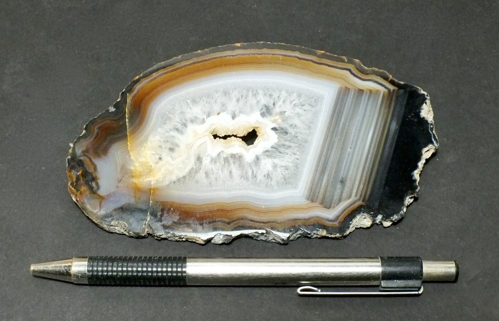 Agate (quartz) geode section from Brazil - cut and polished, on both sides