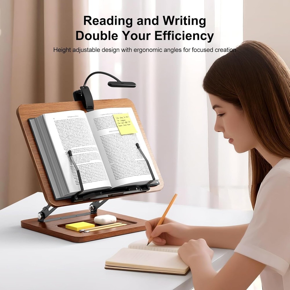 Book Stand For Reading With Light Book Holders For Reading Hands Free Adjustable