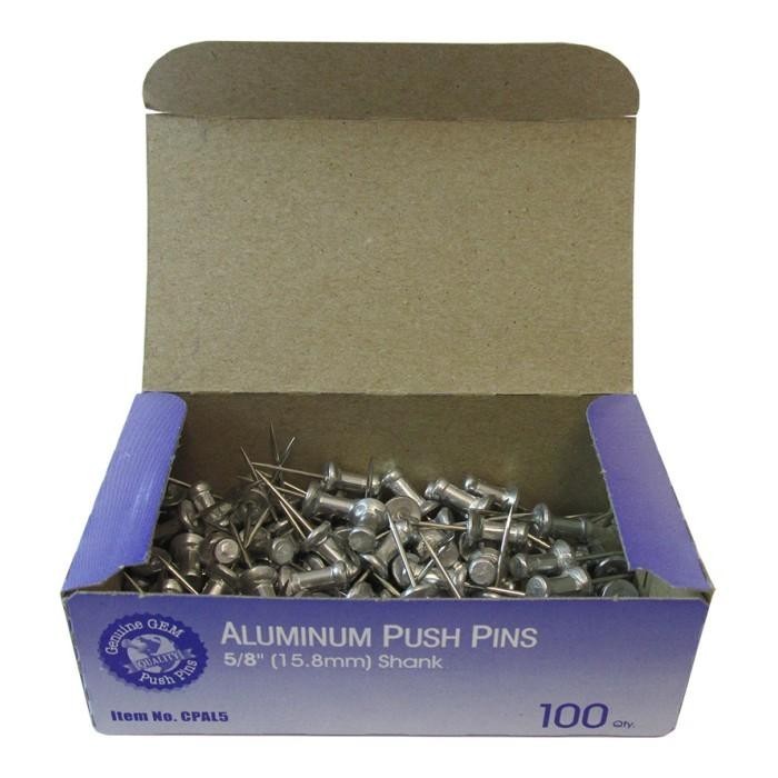 1/2" Aluminum Push Pins 100/Box