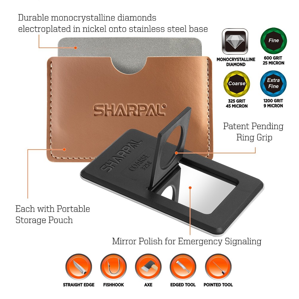 SHARPAL 116N Credit Card Size Diamond Sharpening Stone Knife Sharpener Kit