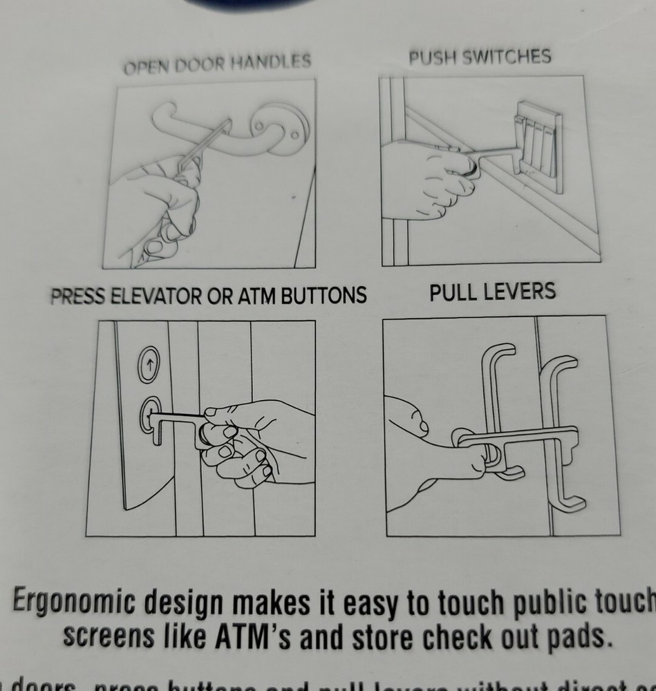 HANDS FREE TOOL Safe No Touch Keys Chain, buttons, open doors,levers Stop Germs