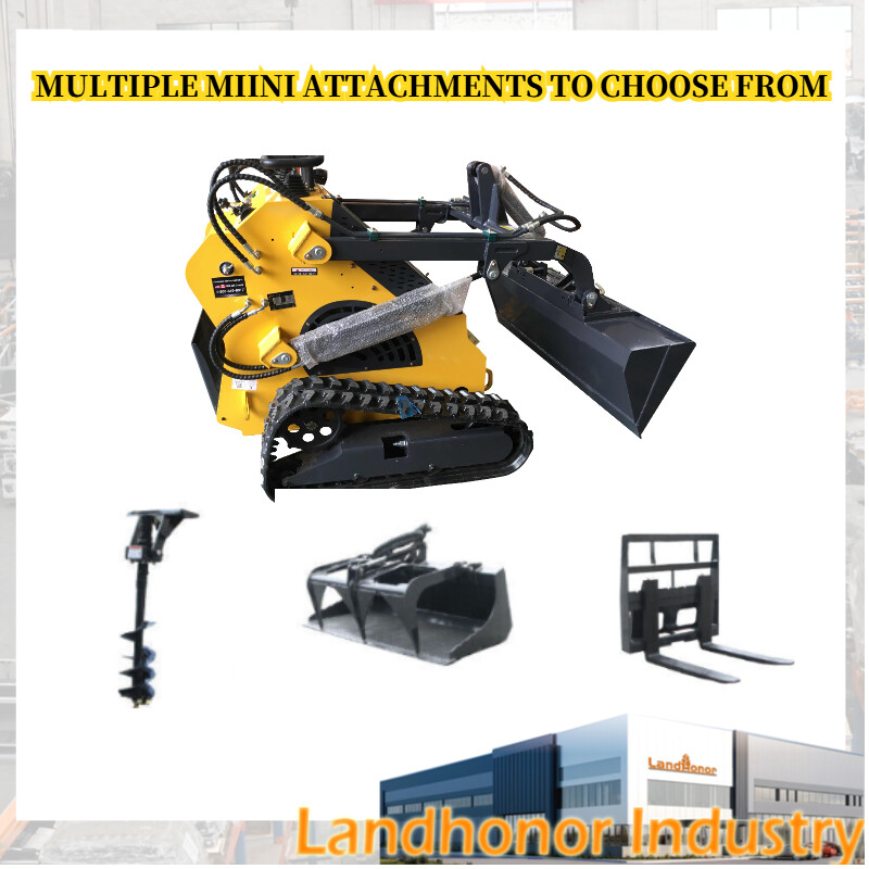 Landhonor 23HP Compact Mini Skid Steer Loader with Fork/Auger/Grapple Track
