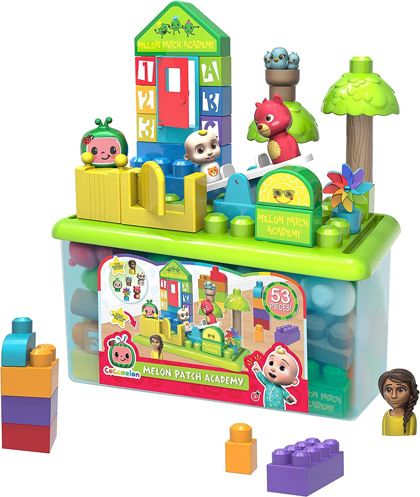 Cocomelon Patch Academy, 53 Large Building Blocks Includes 6 Character Figures,