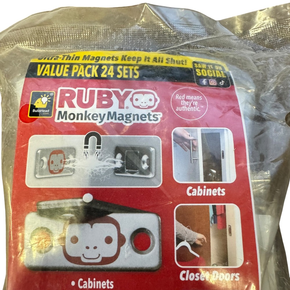 RUBY Monkey Magnets Ultra-Thin Magnetic Cabinet Catches Latches 24 Sets Peel &