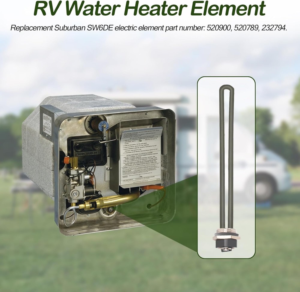 520900 RV Water Heater Element Replacement Suburban SW10DE SW6DE Silver