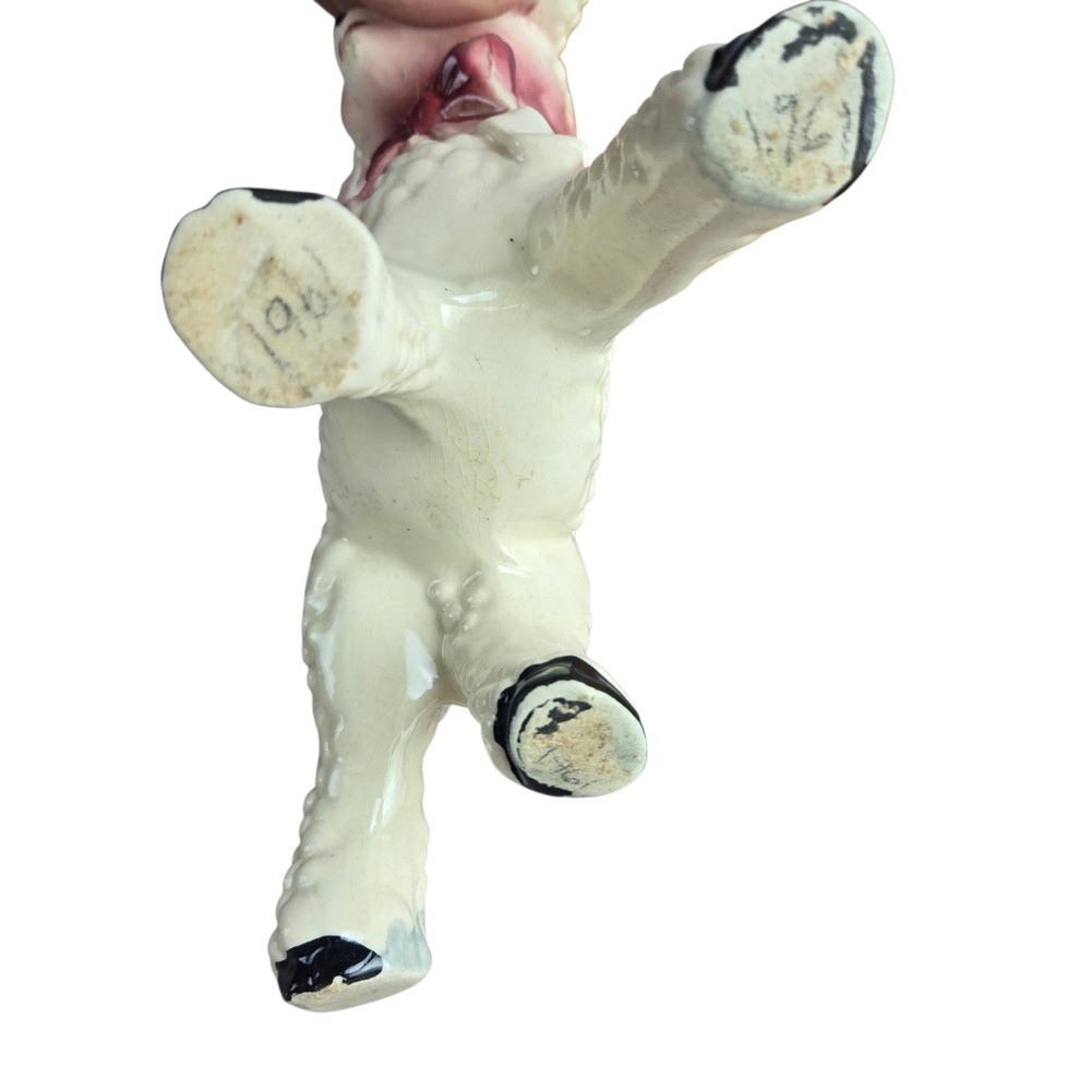 Vintage Ceramic Lamb Floral Planter 1961