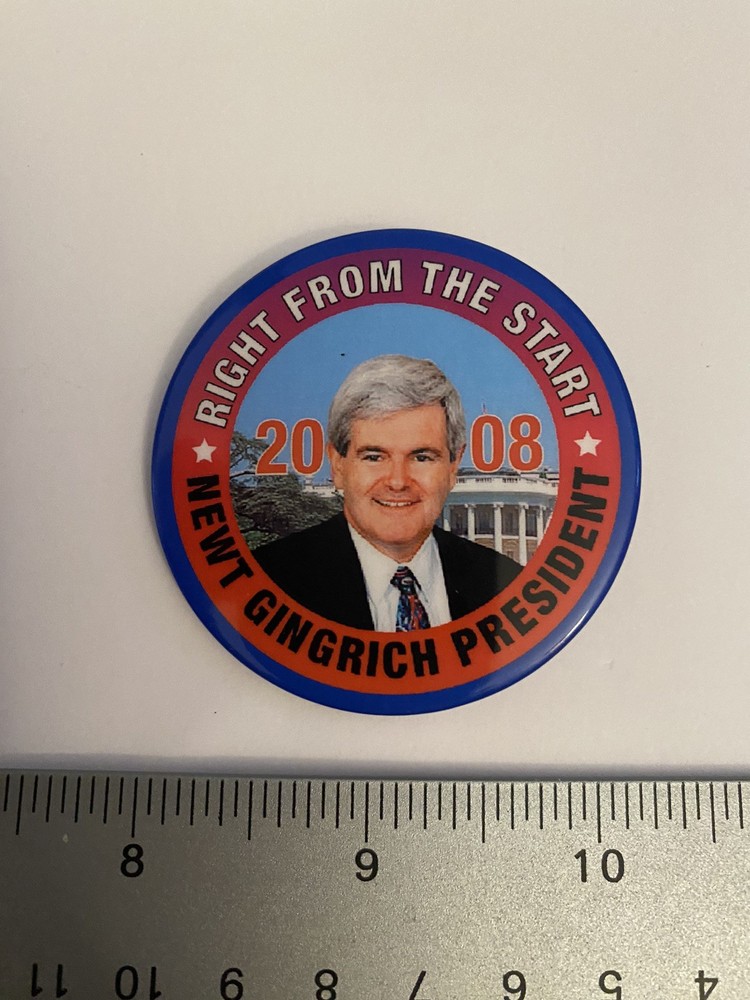 Newt Gingrich President 2008 Pin Back Button P129