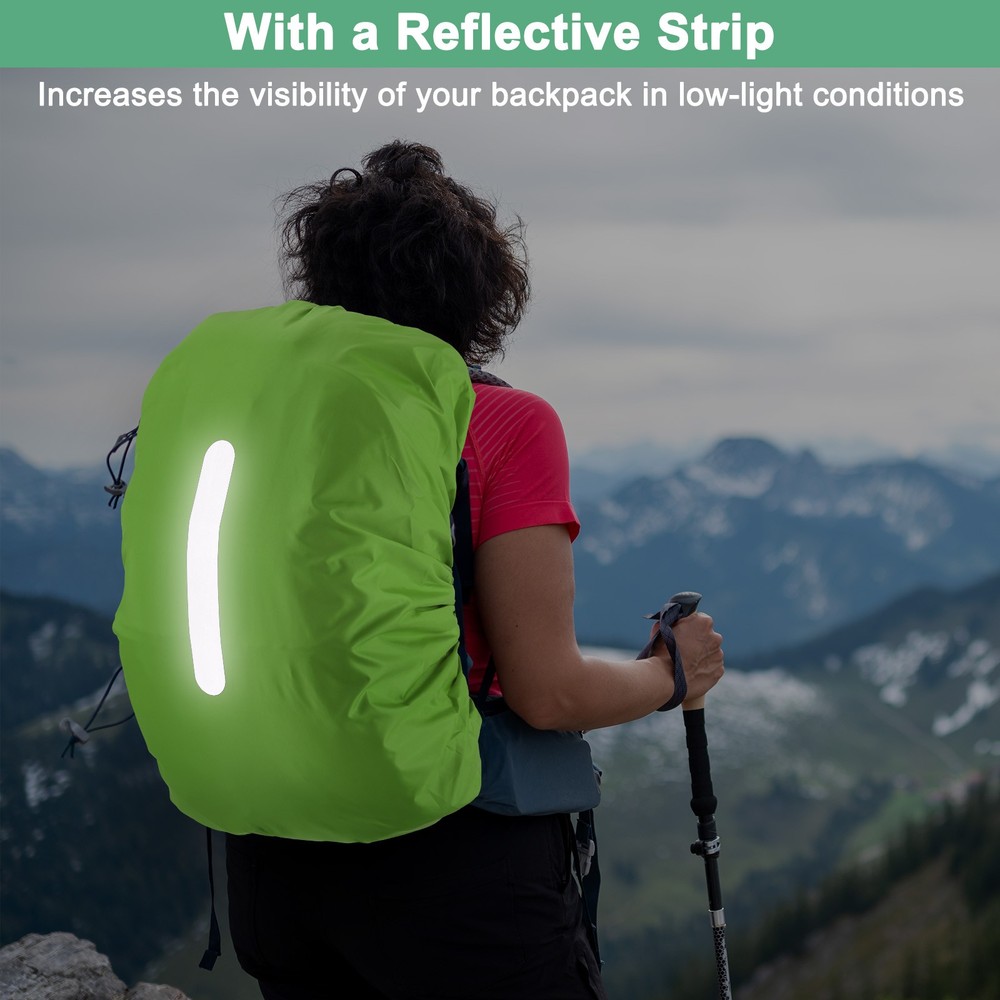 75L-85L Backpack Rain Cover with A Vertical Reflective Strap [Grass Green]