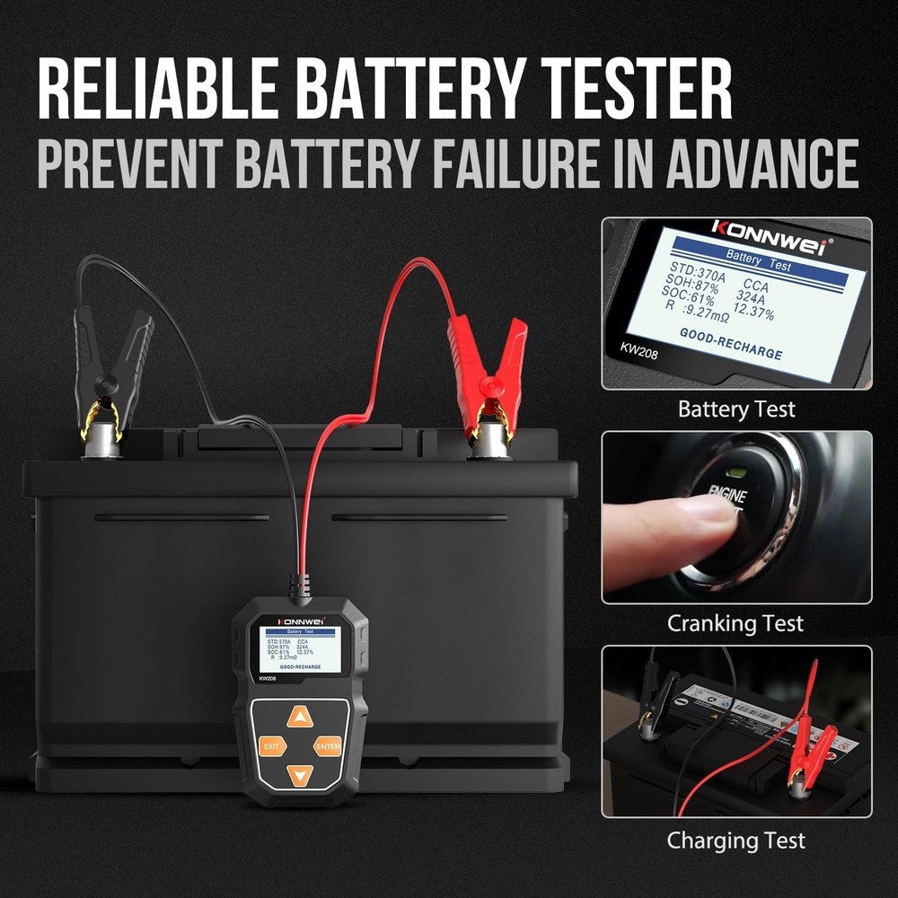 Compact Car Truck Battery Load Tester - 12V Starter Analyzer