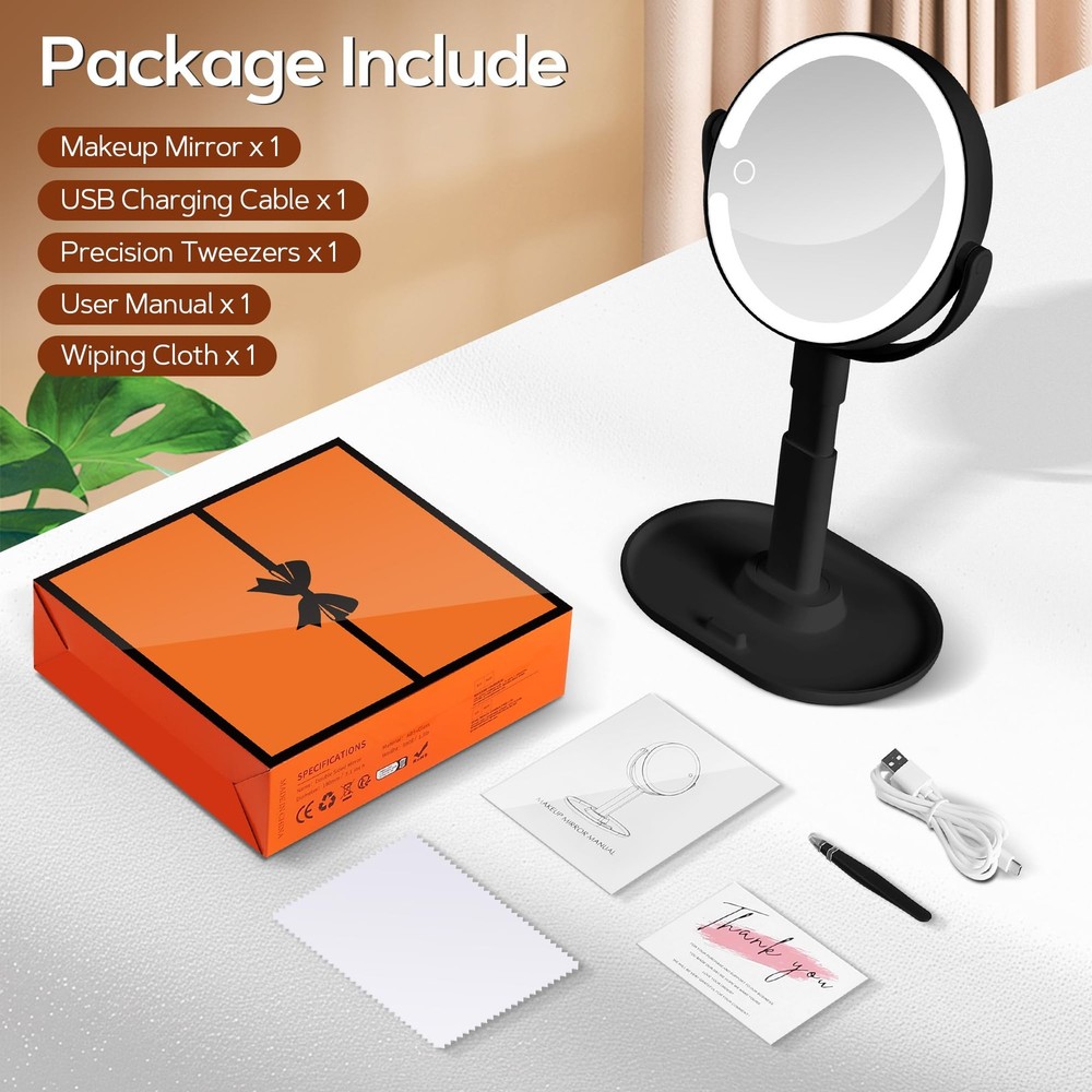 Makeup Mirror with Lights Lighted Magnifying Mirror 30X with 3 Lighting and A...
