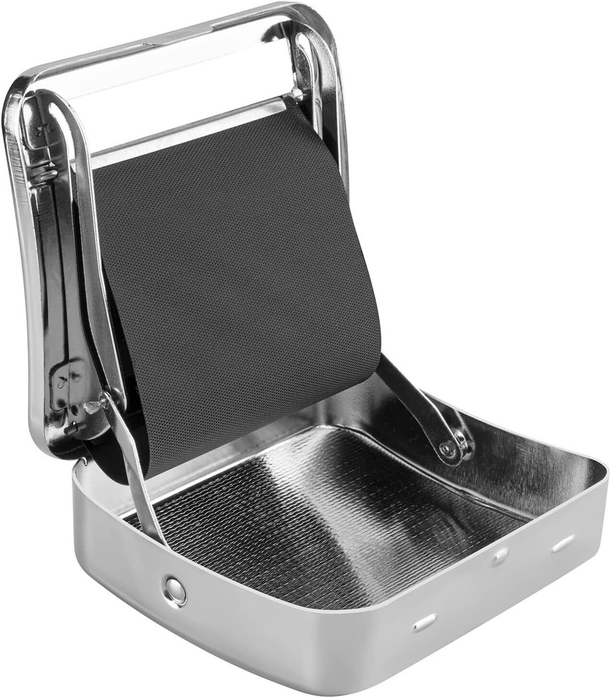 US SILVER AUTOMATIC ROLLING Machine Box Metal Roll Cigarette Tobacco Roller HO