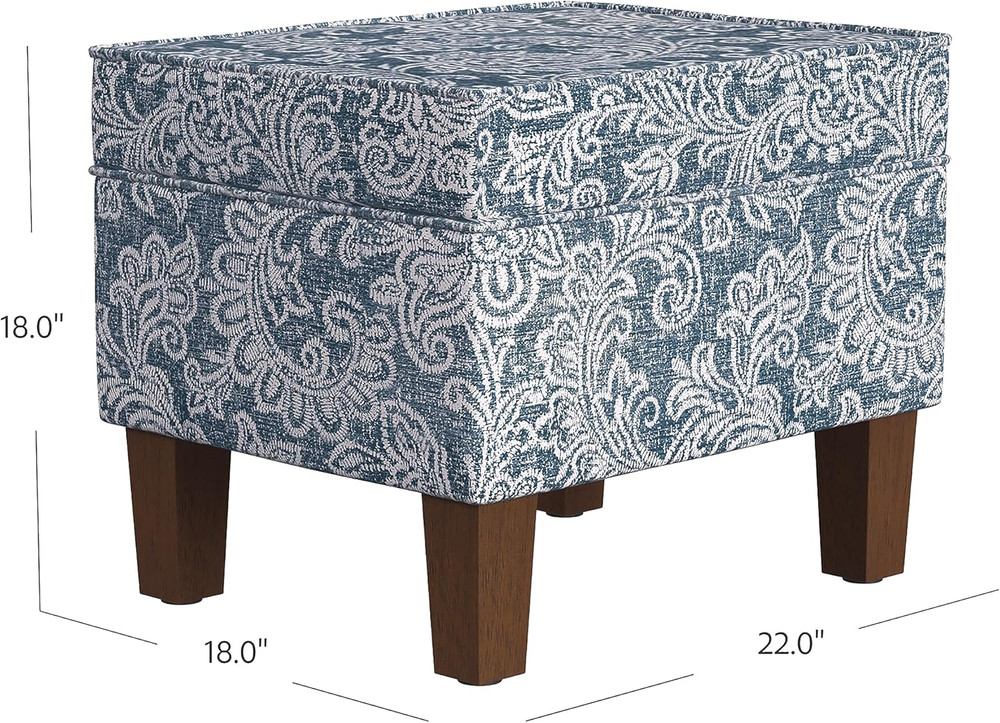Home Decor |K7646-A879| Upholstered Modern Rectangular Storage Ottoman | Hinged