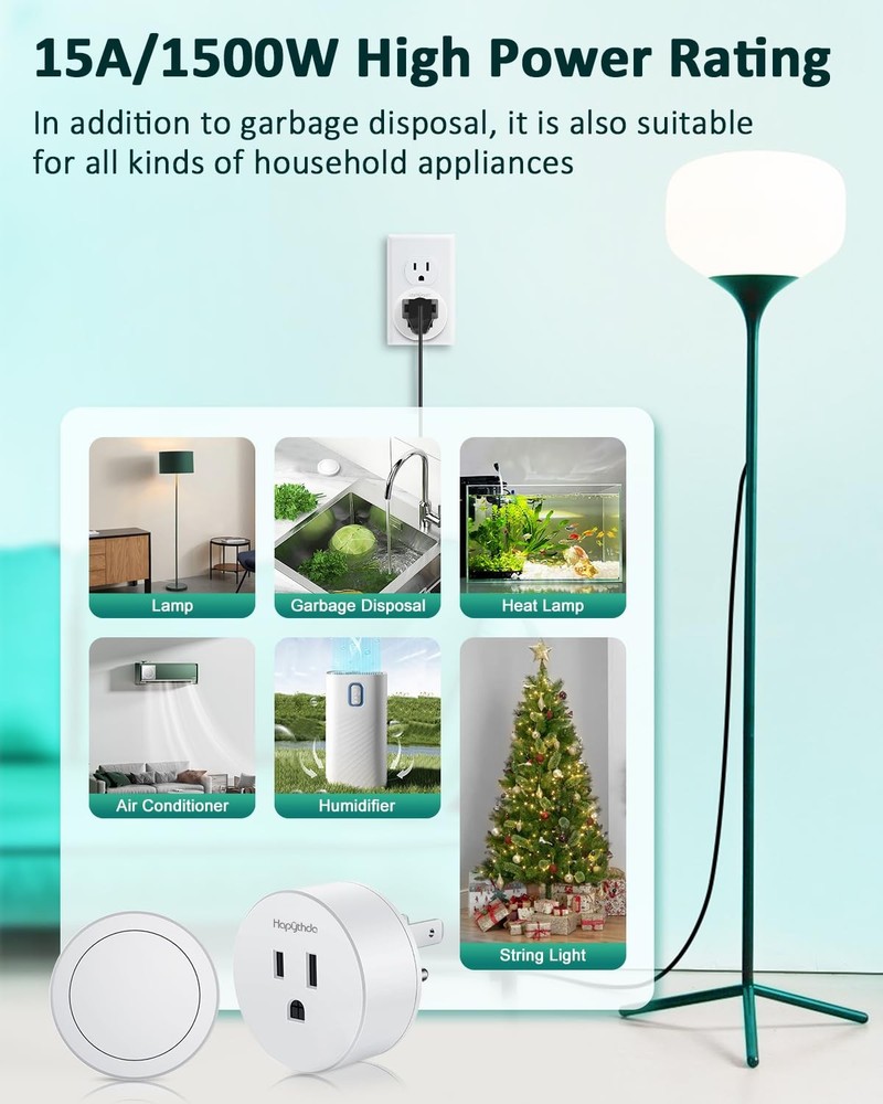 Garbage Disposal Wireless Switch Kit 15a/1500w 500 Feet Rf Range Remote Control