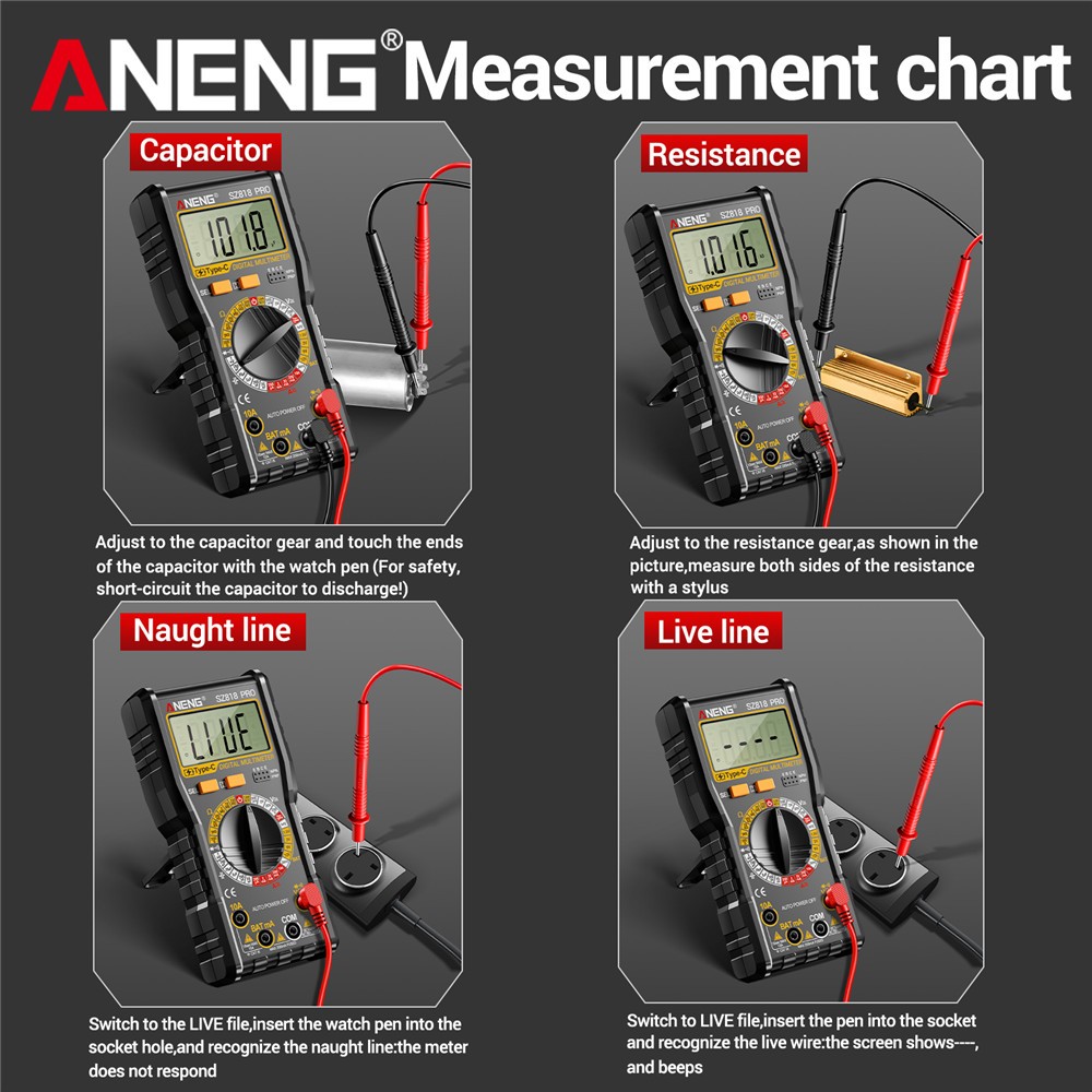Digital Display Multimeter Voltmeter AC DC Volt Ohmmeter Tester Meter Auto Range