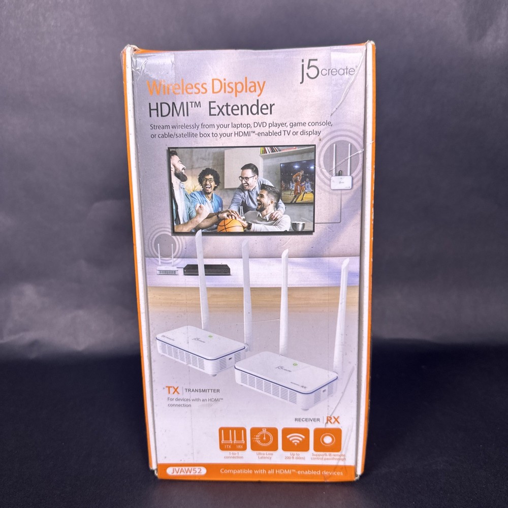 Pre-owned J5 Create JVAW52 Wireless HDMI Display Transmitter Receiver Extender