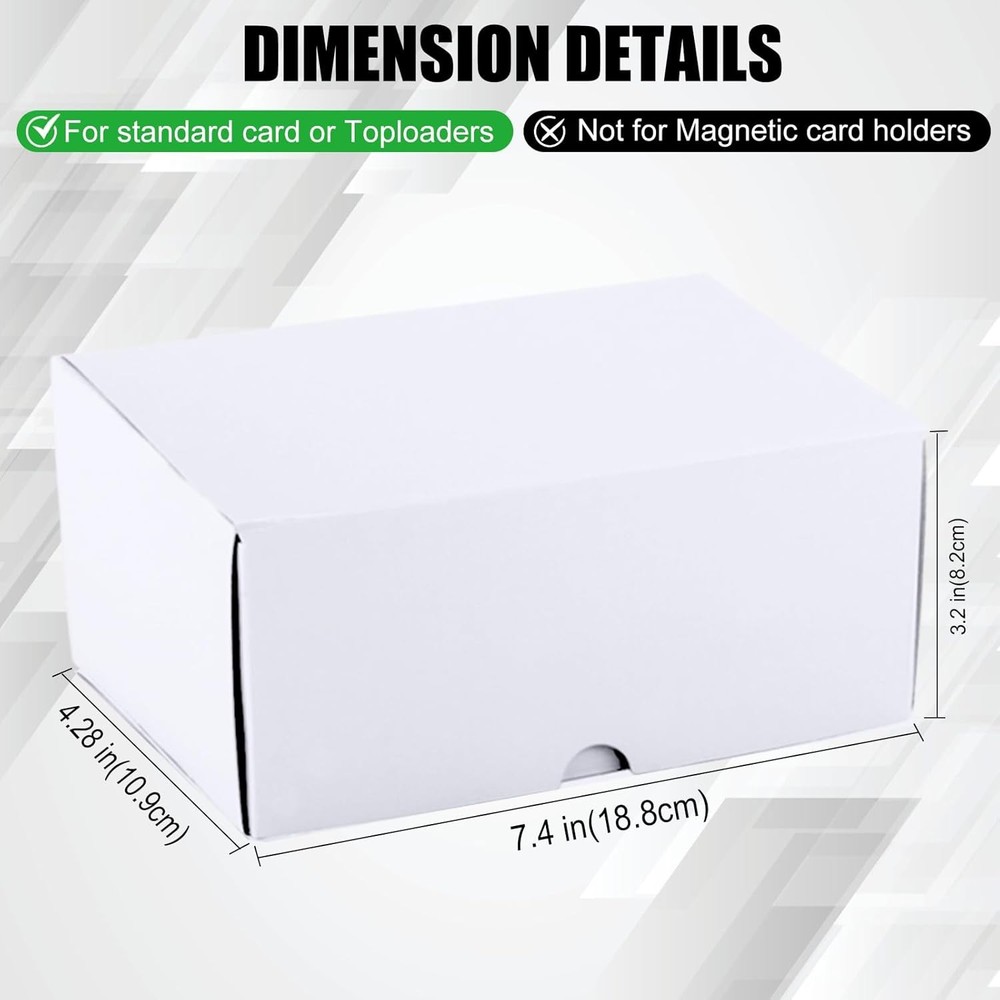 Toploader Trading Card Storage Box, 4-Pack 100 Count White Corrugated Cardboard
