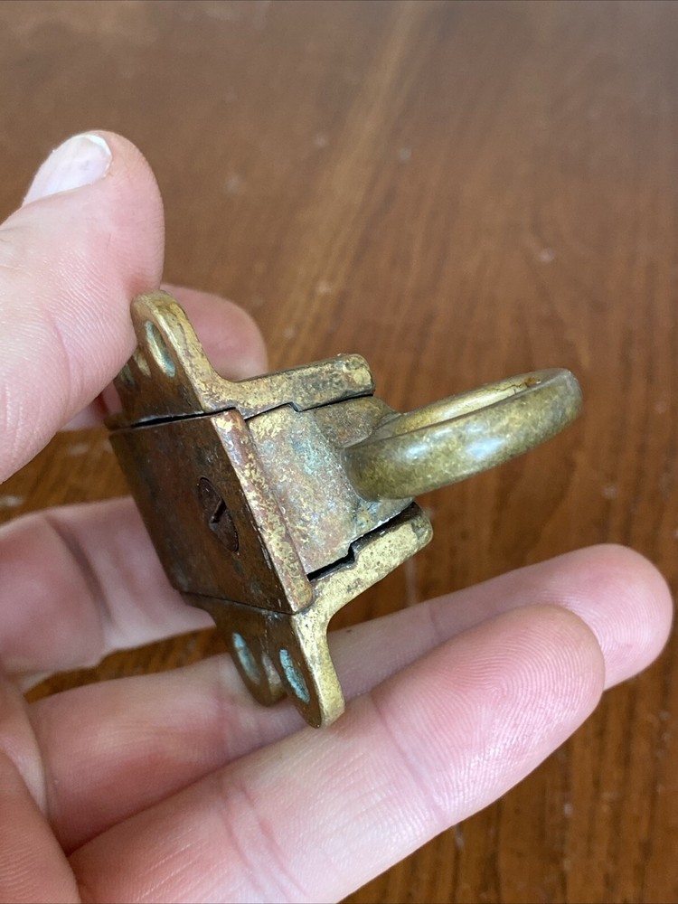Antique Brass Pull Ring Transom Window Latch Catch Awning Sash Lock Finger Loop