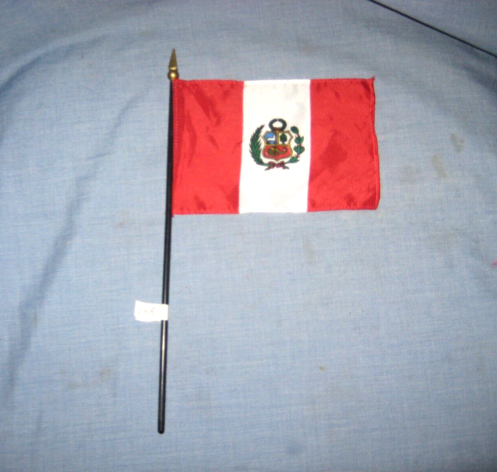 *Polyester Miniature International Tabletop Flag 4" X 6" - Peru