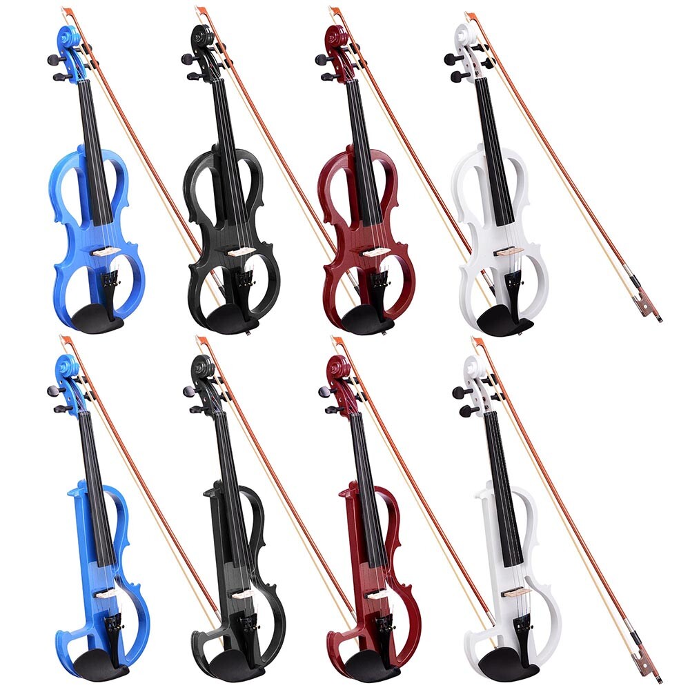 4/4 Size 2 Style Electric Silent Violin Set Practicing Performing w/ Case Gift