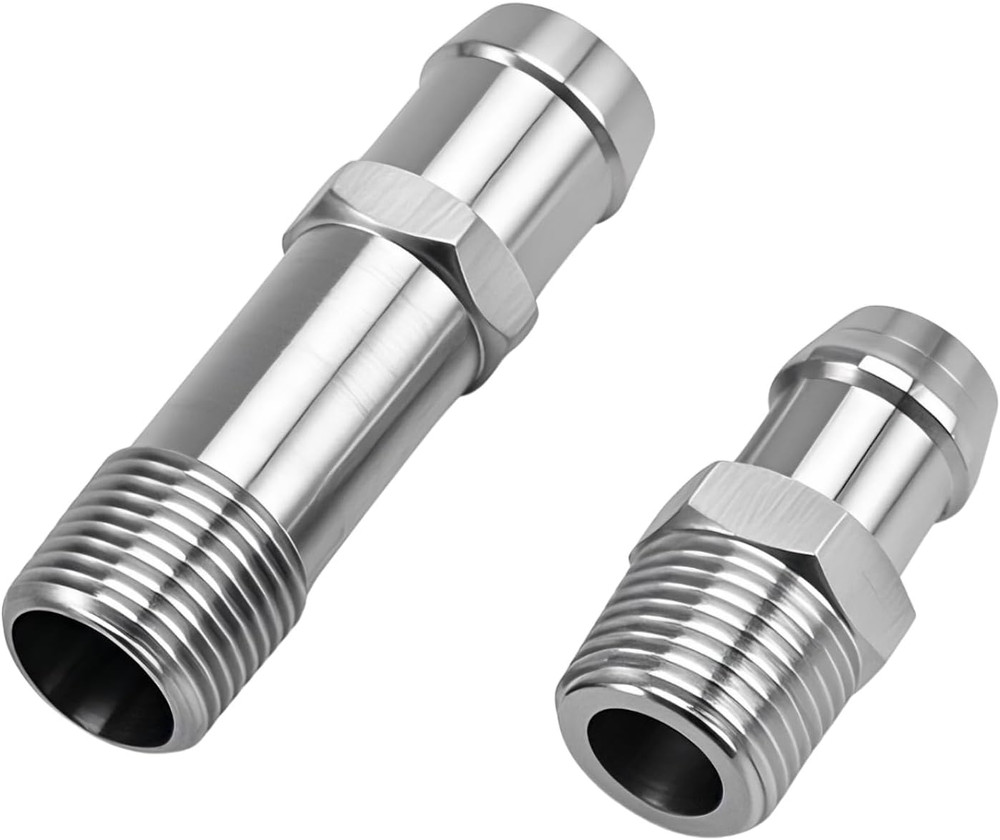 2Pcs Upgraded Stainless Steel 1/2" NPT Heater Hose Fittings, 5/8" Intake Fitting