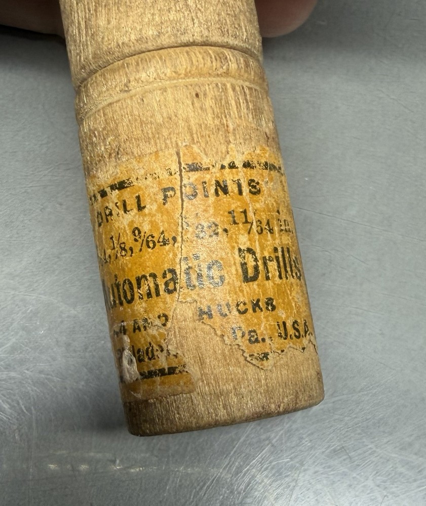 Drill Points for Yankee Automatic Drills Wood Container with Bits Vintage