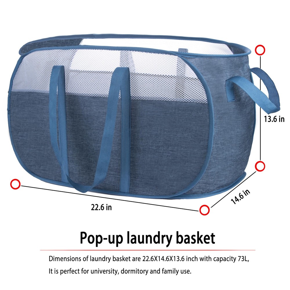 pop-up laundry basket，with Durable Handles collapsible Mesh laundry Hamper,Ea...