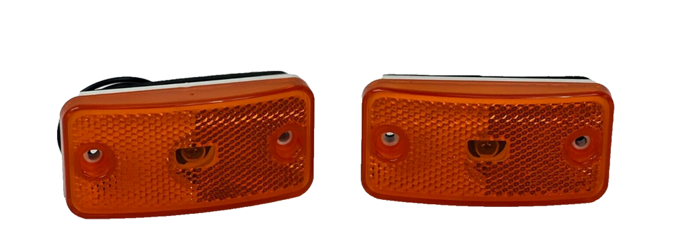 2 PACK Trailer Clearance or Side Marker Light w/ Reflector Rectangle AMBER Lens