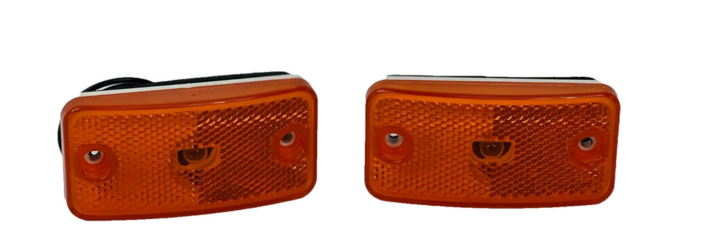 (2 PACK Trailer Clearance -Side Marker Light w/ Reflector Rectangle AMBER Lens