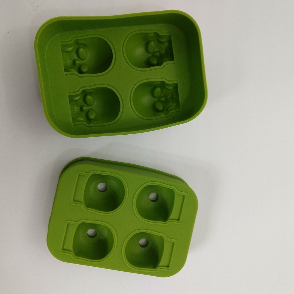 Green Skull Ice Mold 3D Halloween Punch Drinks Silicone