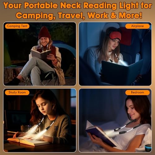 Rechargeable Heated Neck Reading Light with 4 Adjustable Light Modes, Black