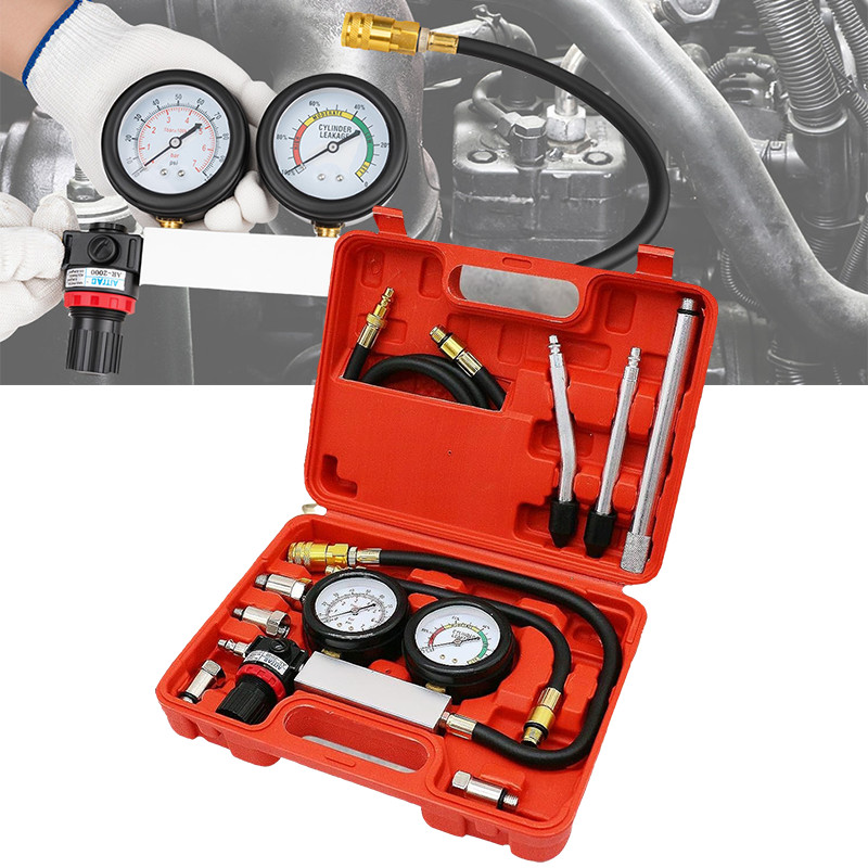 Cylinder Leak Down Tester Petrol Engine Compression Leakage Detector Tool Kit