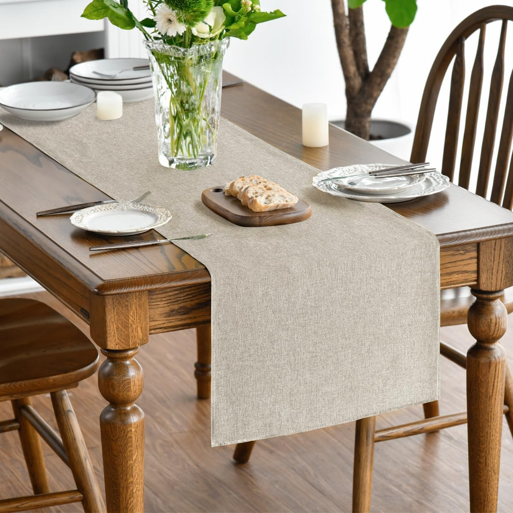 Artoid Mode Light Brown Table Runner, Seasonal Fall Washable Kitchen Dining Tabl