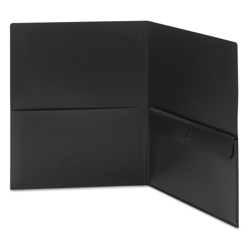 Poly Two-Pocket Folder with Security Pocket Letter Size Black 5 per Pack 87700