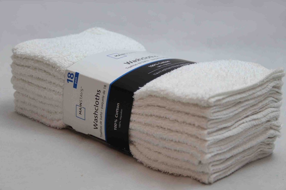 Mainstays 18-Pack Washcloth Bundle, White