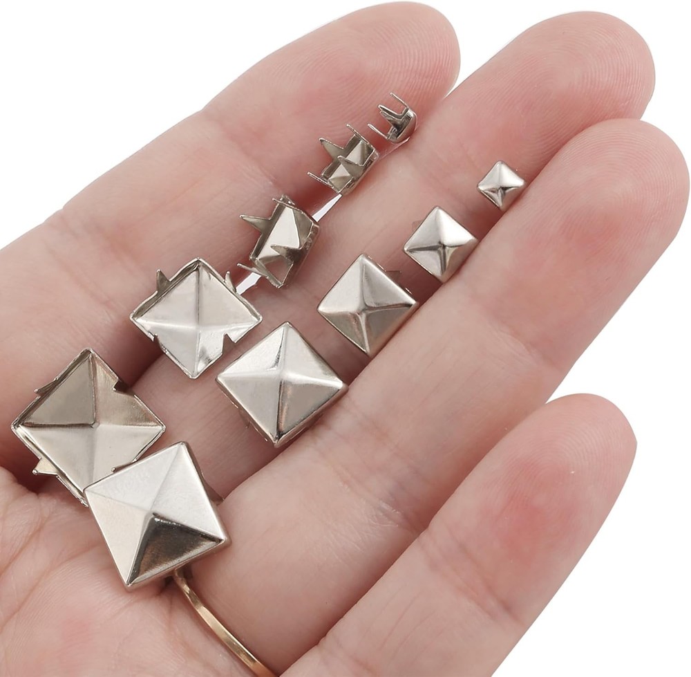 968 Pcs Assorted Sizes Square Pyramid Studs Prong Studs for Clothing Leather ...