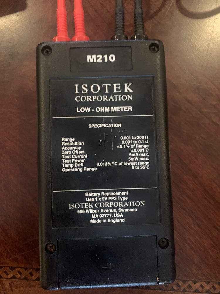 ISOTEK m210 lo-ohm meter, Leads and case