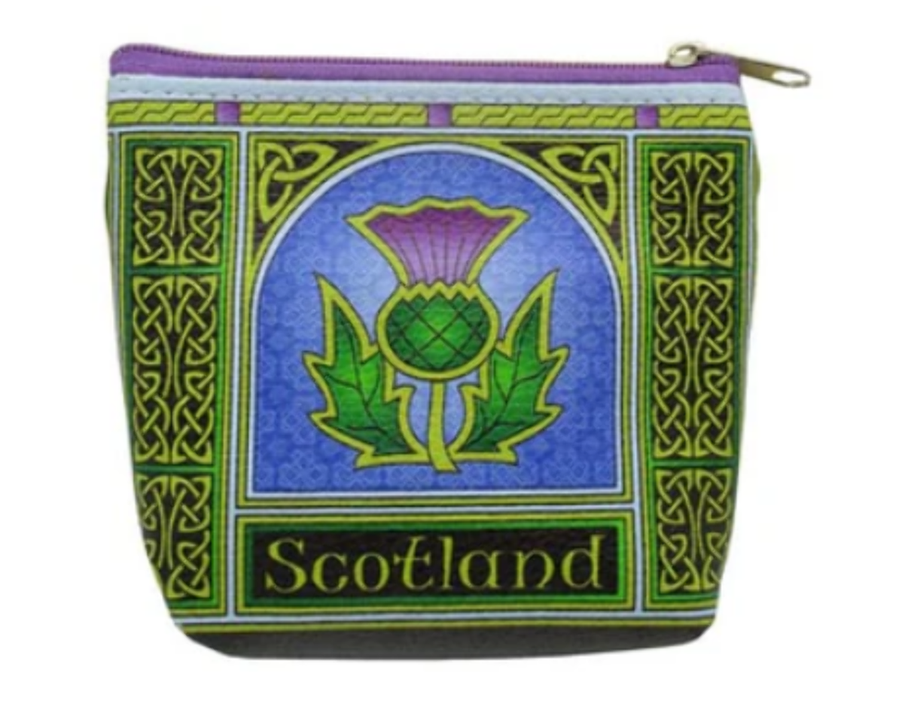 Celtic Window Scottish Thistle Coin Purse