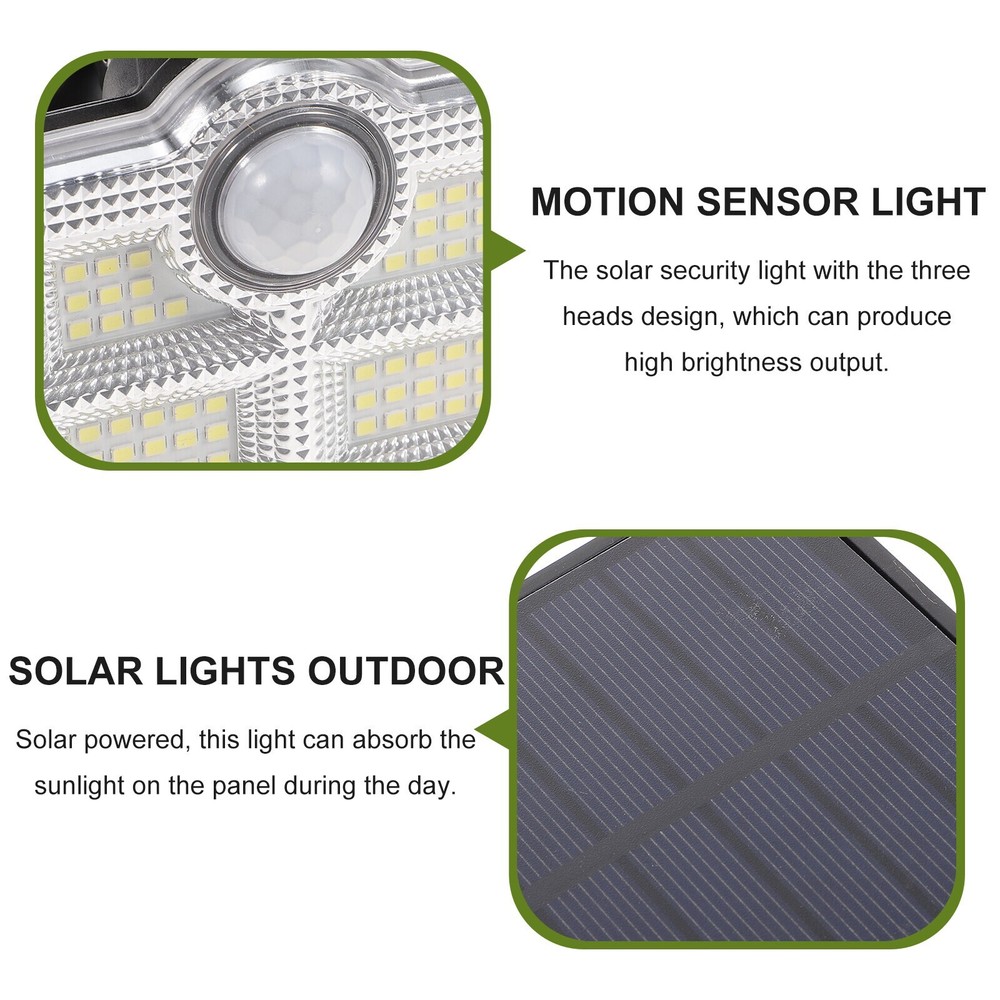 3-Head 50000LM LED Solar Motion Sensor Outdoor Security Light Waterproof